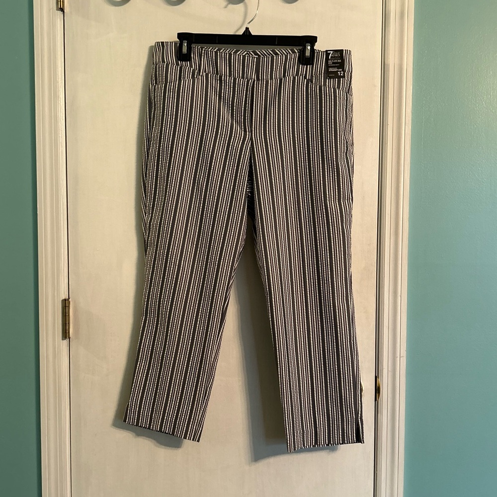 NWT New York & Co Women’s Straight Leg Crop Seersucker Pant, Size 12